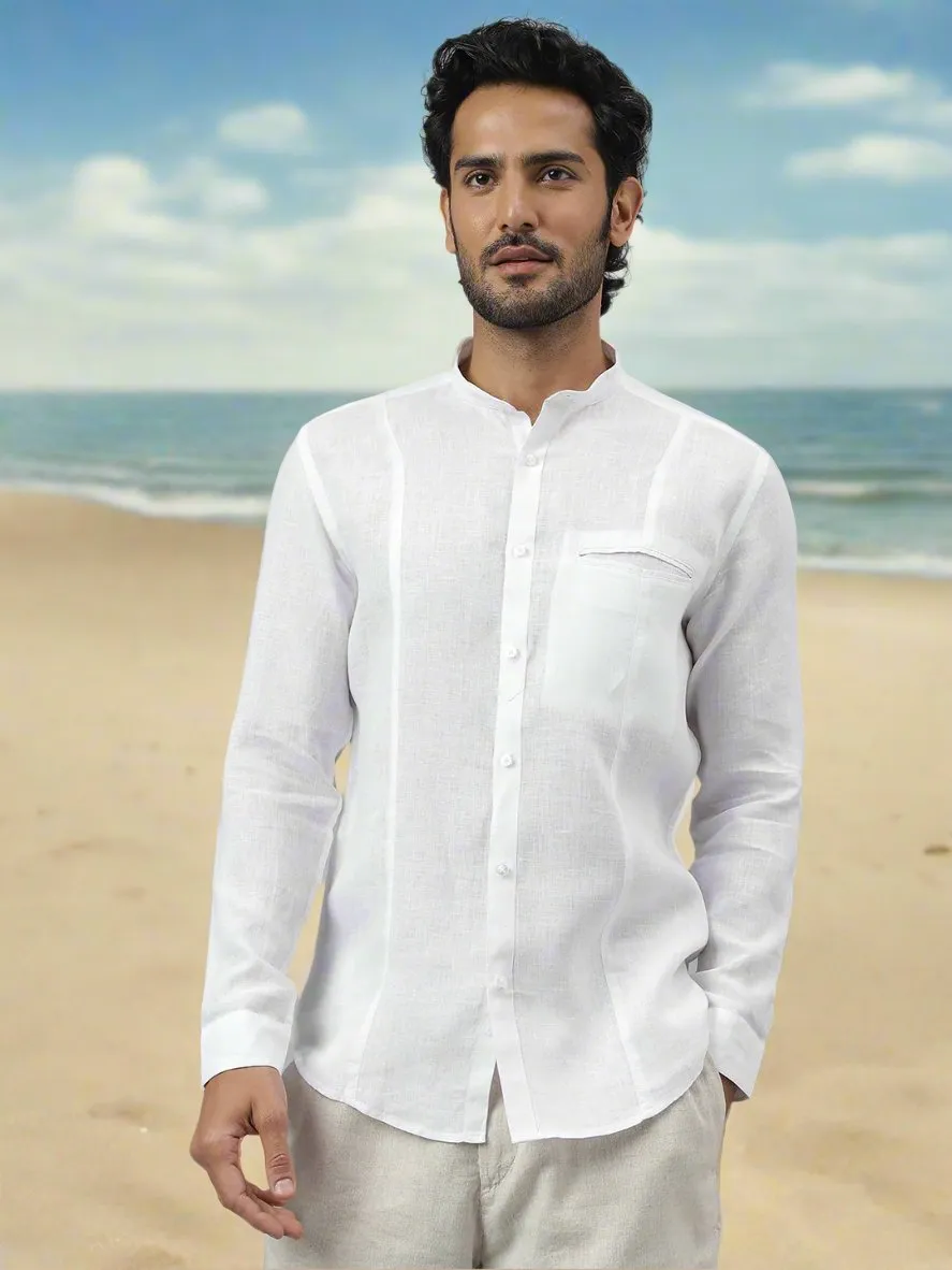 100% Pure Linen Mandarin Shirt - Aspire