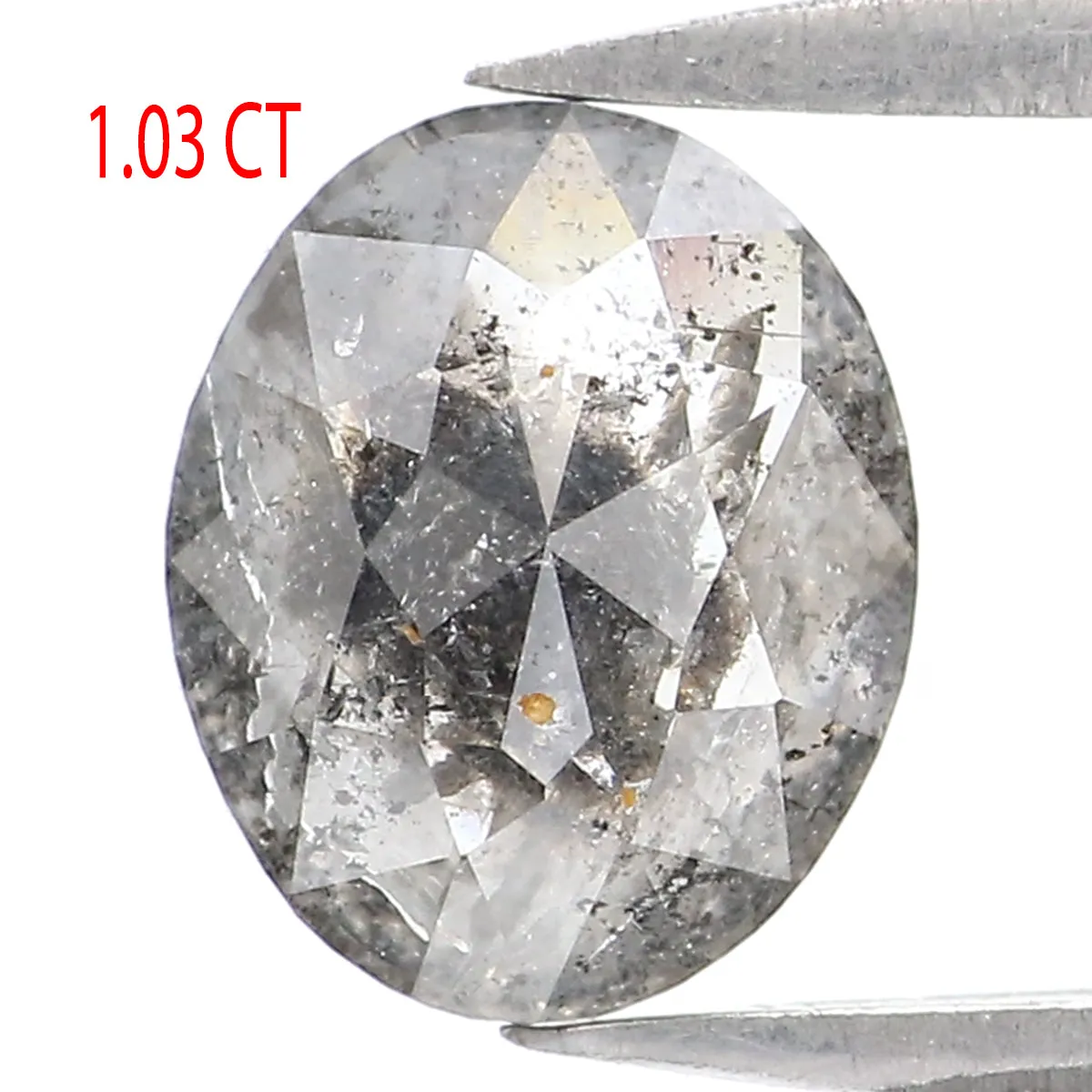 1.03 CT Natural Loose Oval Shape Diamond Salt And Pepper Oval Diamond 7.30 MM Natural Diamond Black Grey Color Oval Rose Cut Dia