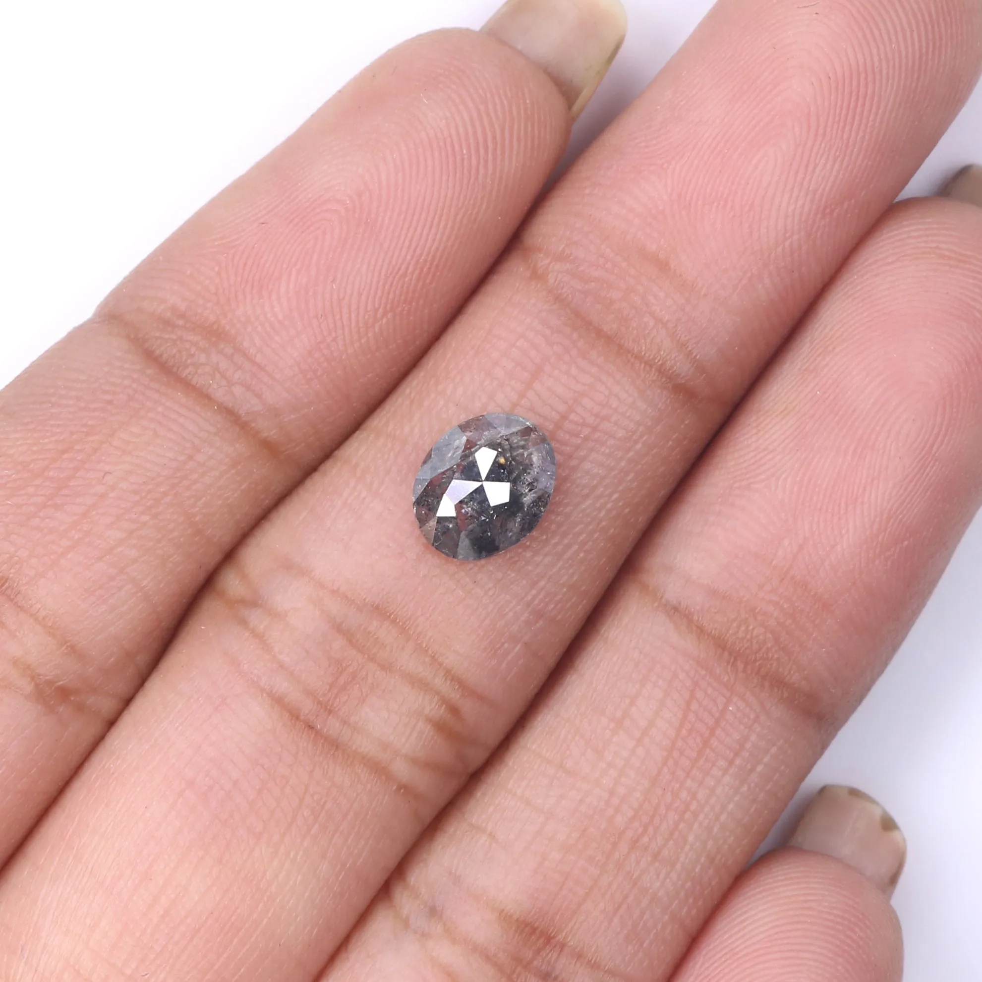 1.03 CT Natural Loose Oval Shape Diamond Salt And Pepper Oval Diamond 7.30 MM Natural Diamond Black Grey Color Oval Rose Cut Dia