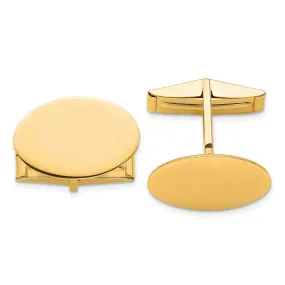 14k Real Gold Yellow Gold Men's Oval Cuff Links