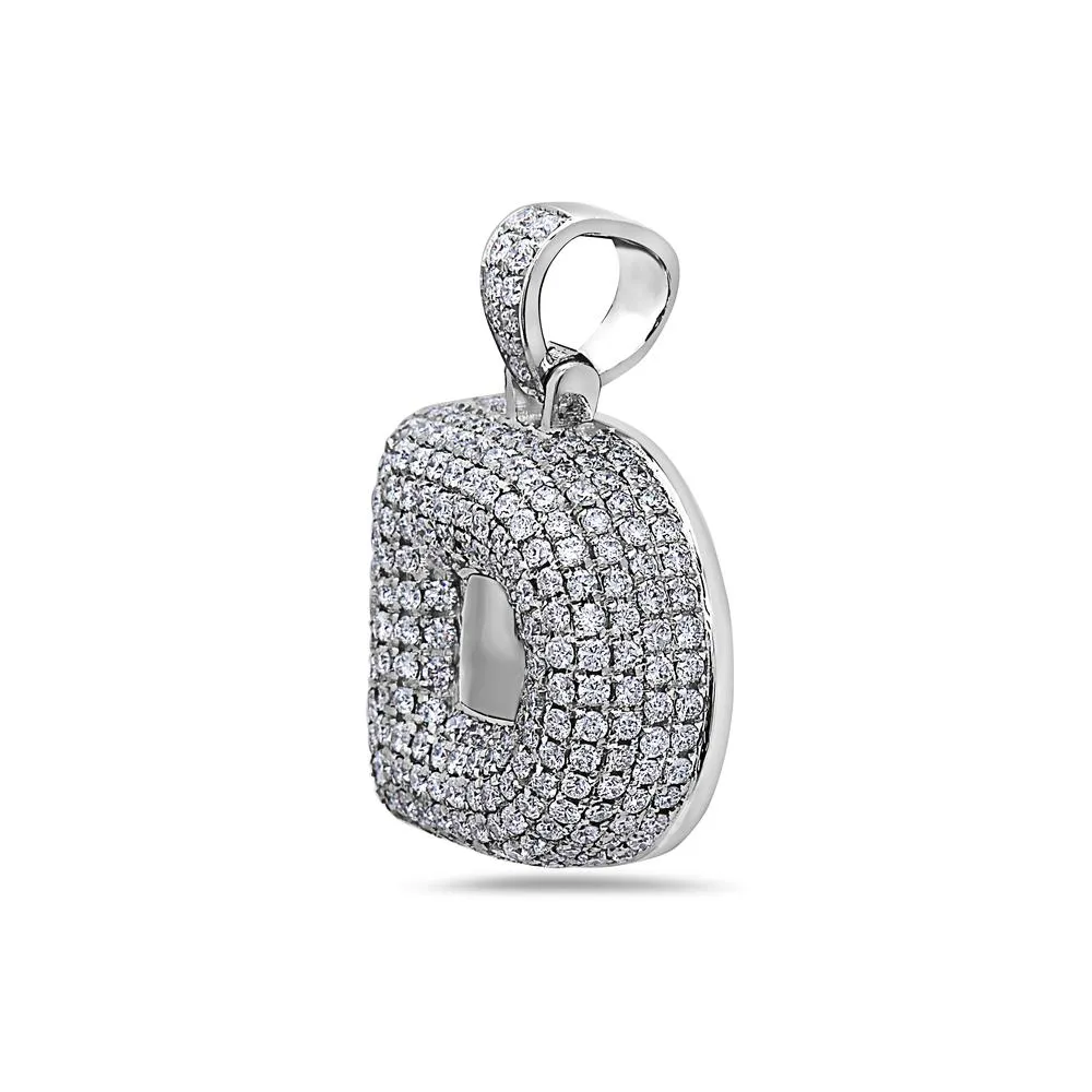 14K White Gold Bold D Letter Women's Pendant with 2.71CT Diamonds