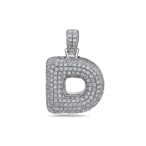 14K White Gold Bold D Letter Women's Pendant with 2.71CT Diamonds