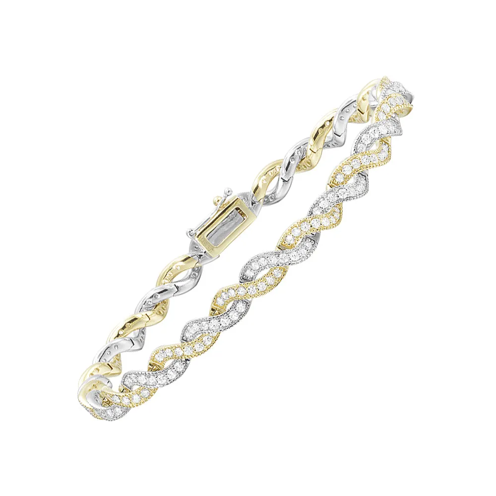 14Kt White Yellow Gold Diamond 3Ctw Bracelet