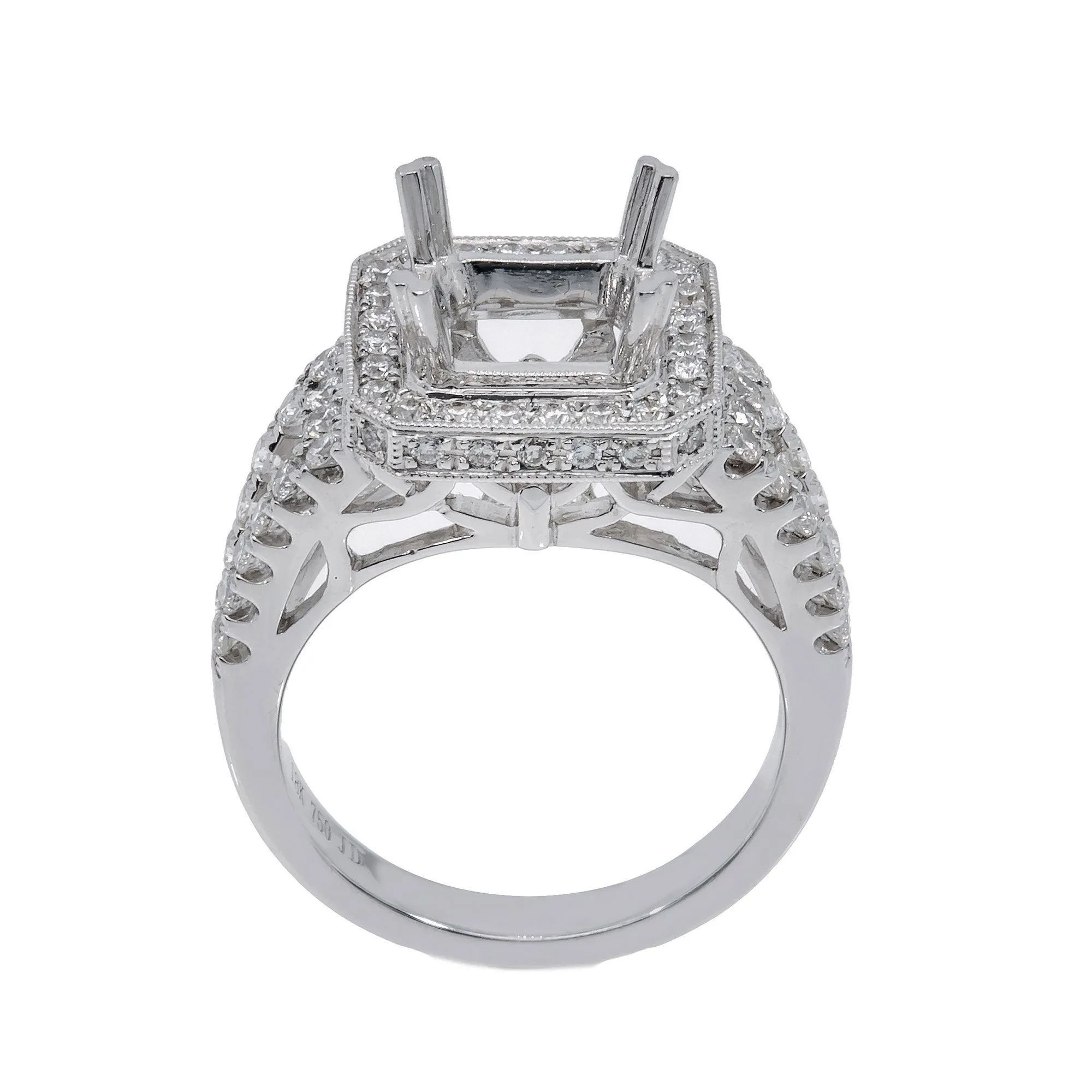 18K White Gold Rectangular  Shape Ring