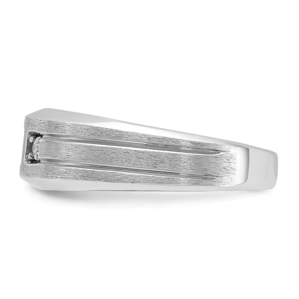 7.8mm 14K White Gold Lab Created Diamond & Cr. Sapphire Tapered Band