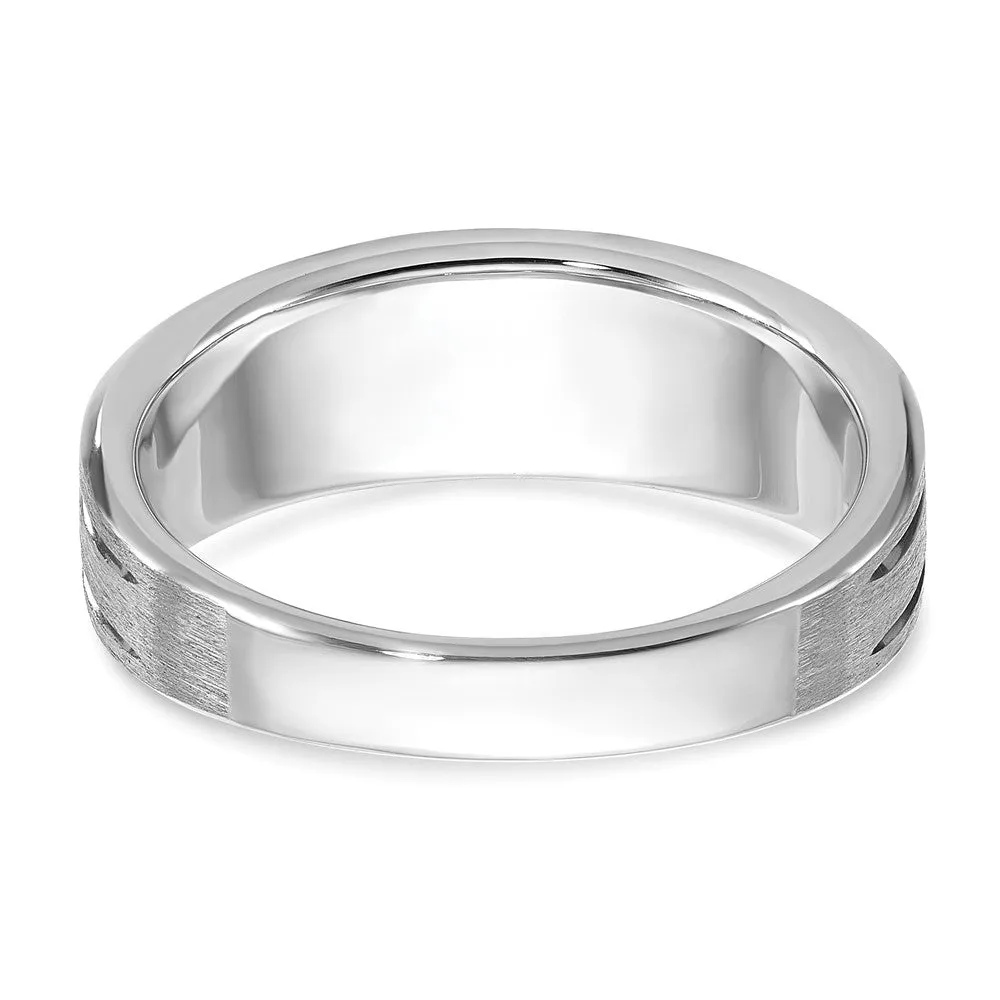 7.8mm 14K White Gold Lab Created Diamond & Cr. Sapphire Tapered Band