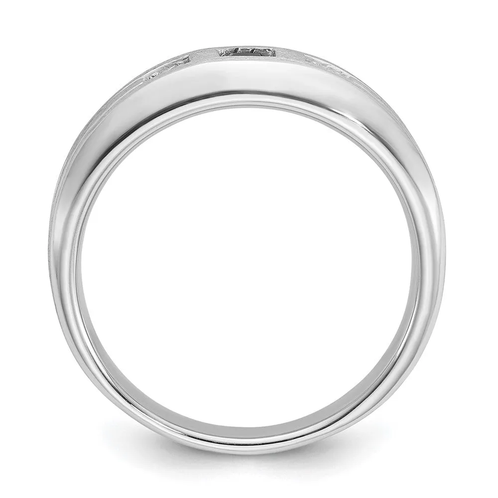 7.8mm 14K White Gold Lab Created Diamond & Cr. Sapphire Tapered Band