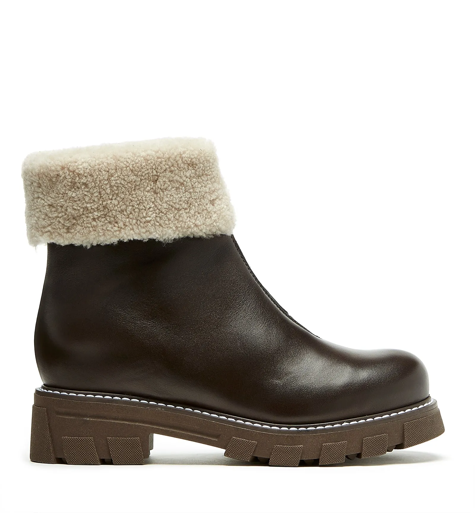 ABBA SHEARLING-LINED LEATHER BOOTIE