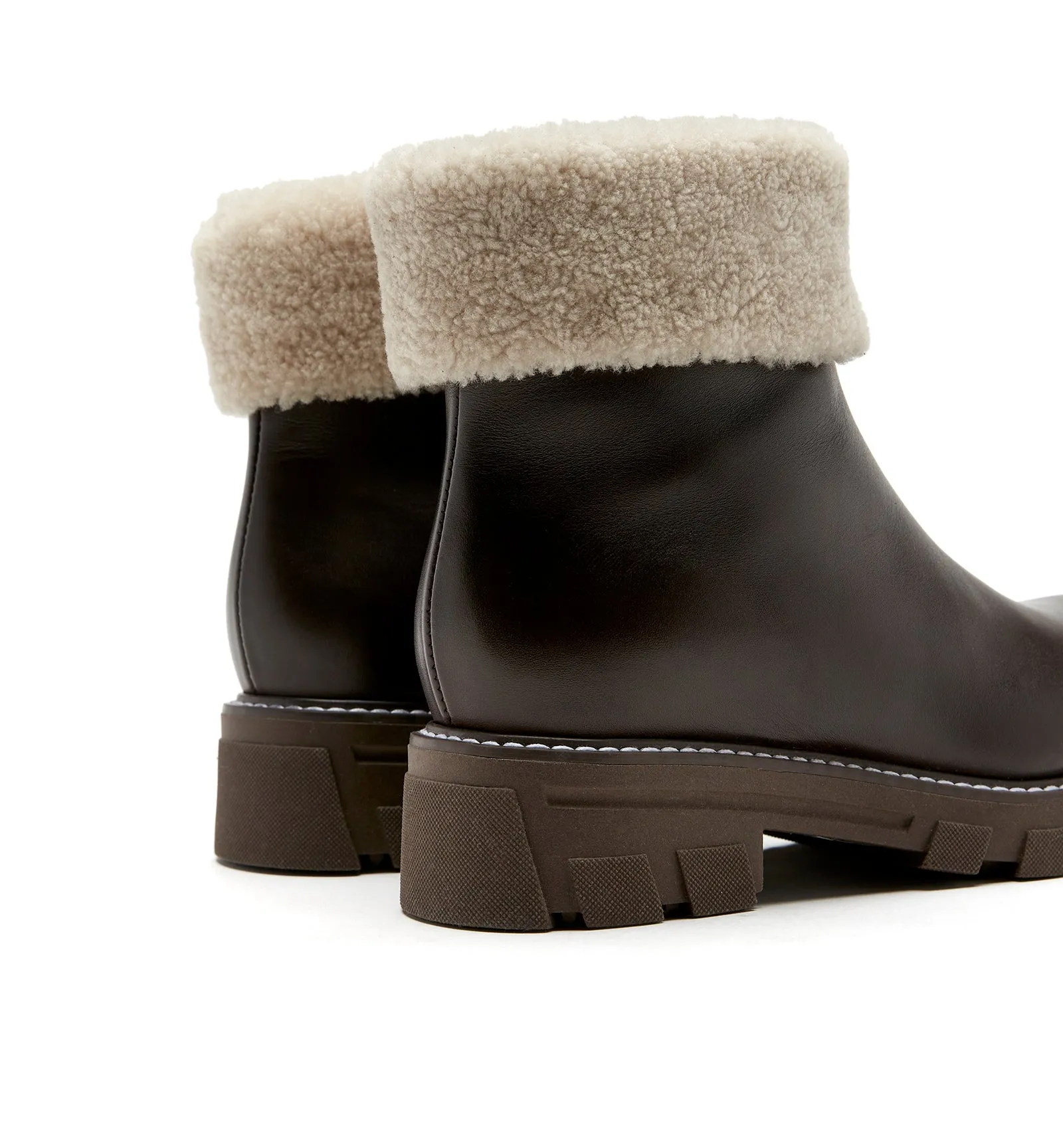 ABBA SHEARLING-LINED LEATHER BOOTIE