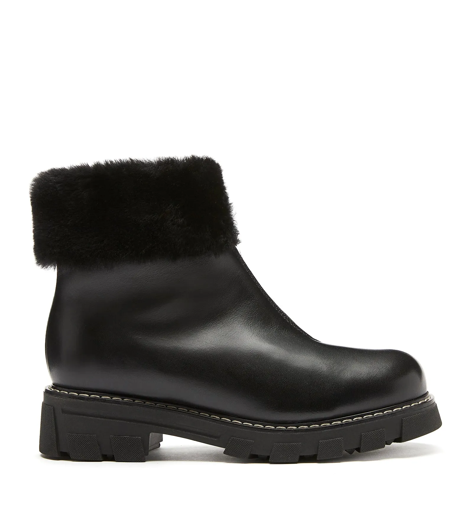 ABBA SHEARLING-LINED LEATHER BOOTIE