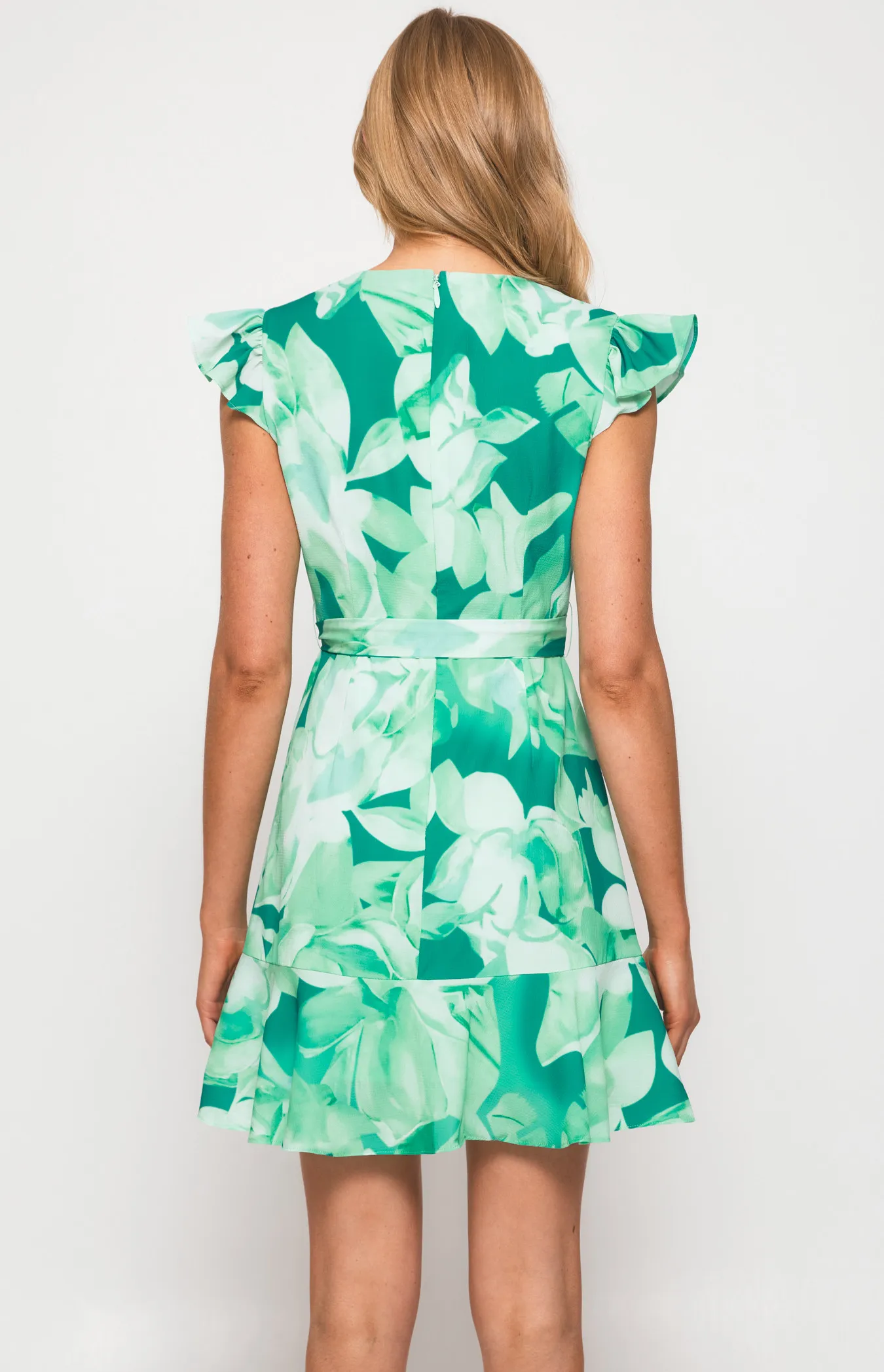 Abstract Floral Dress with Ruffle Hem Detail (SDR1296B)