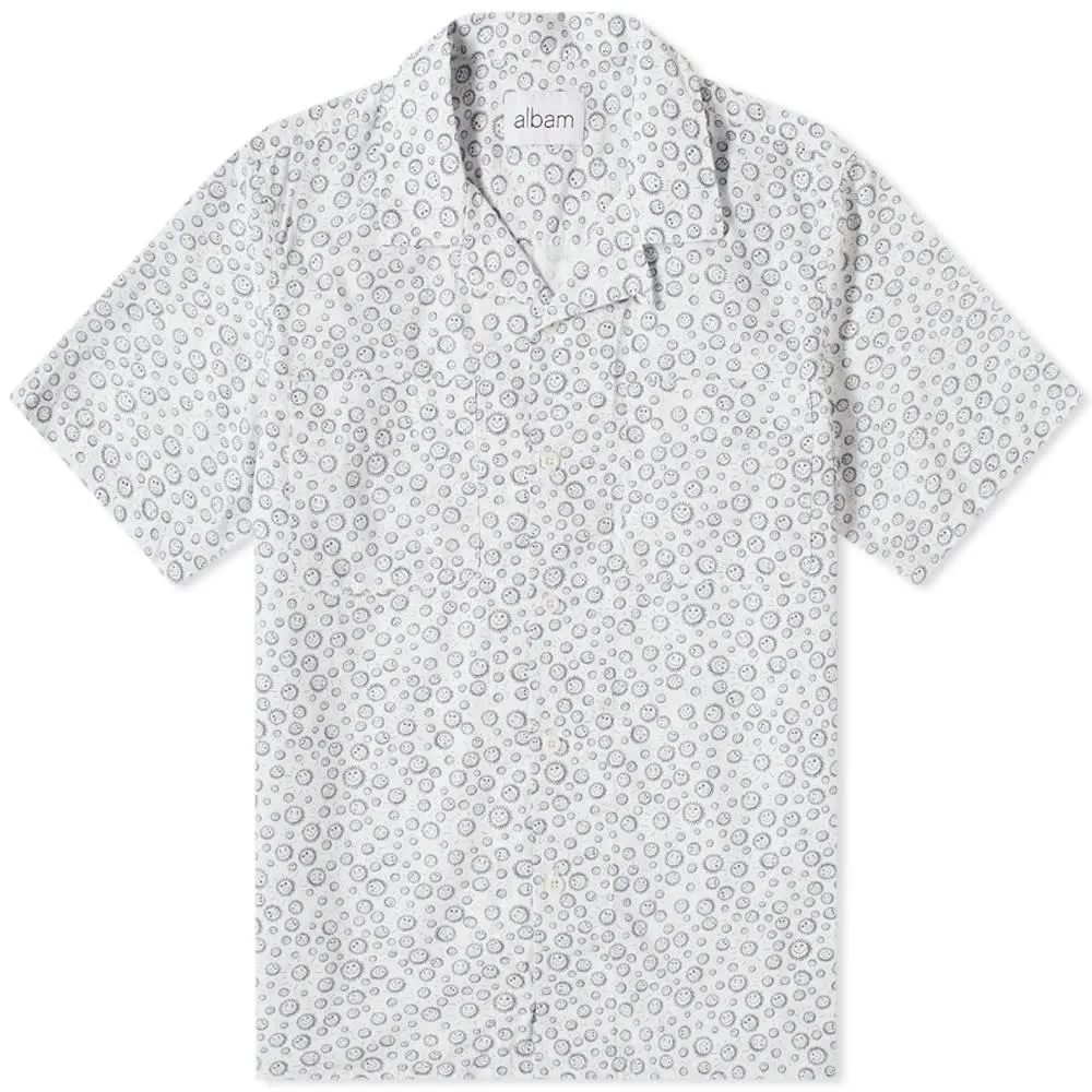 Albam Short Sleeve Sunny Face Vacation ShirtEcru