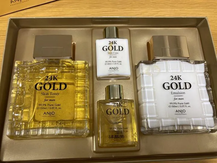 ANJO Professional 24k Gold Skincare Set For Men Anti Wrinkles Moisture Homme Cosmetics