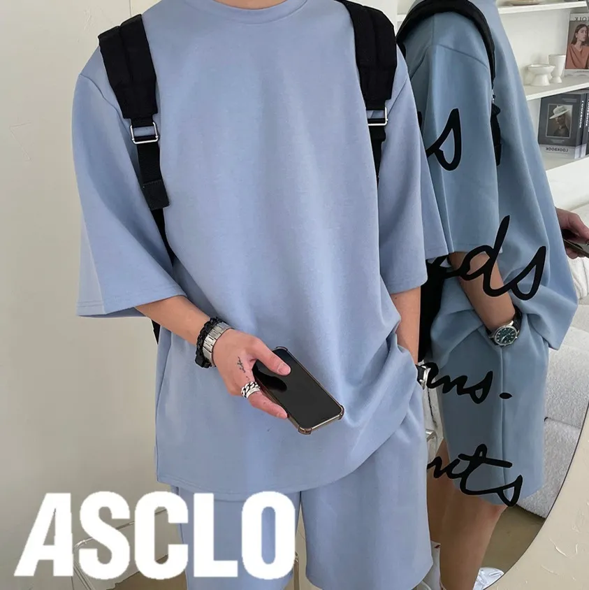 ASCLO  |Crew Neck Unisex Street Style Plain Cotton Short Sleeves