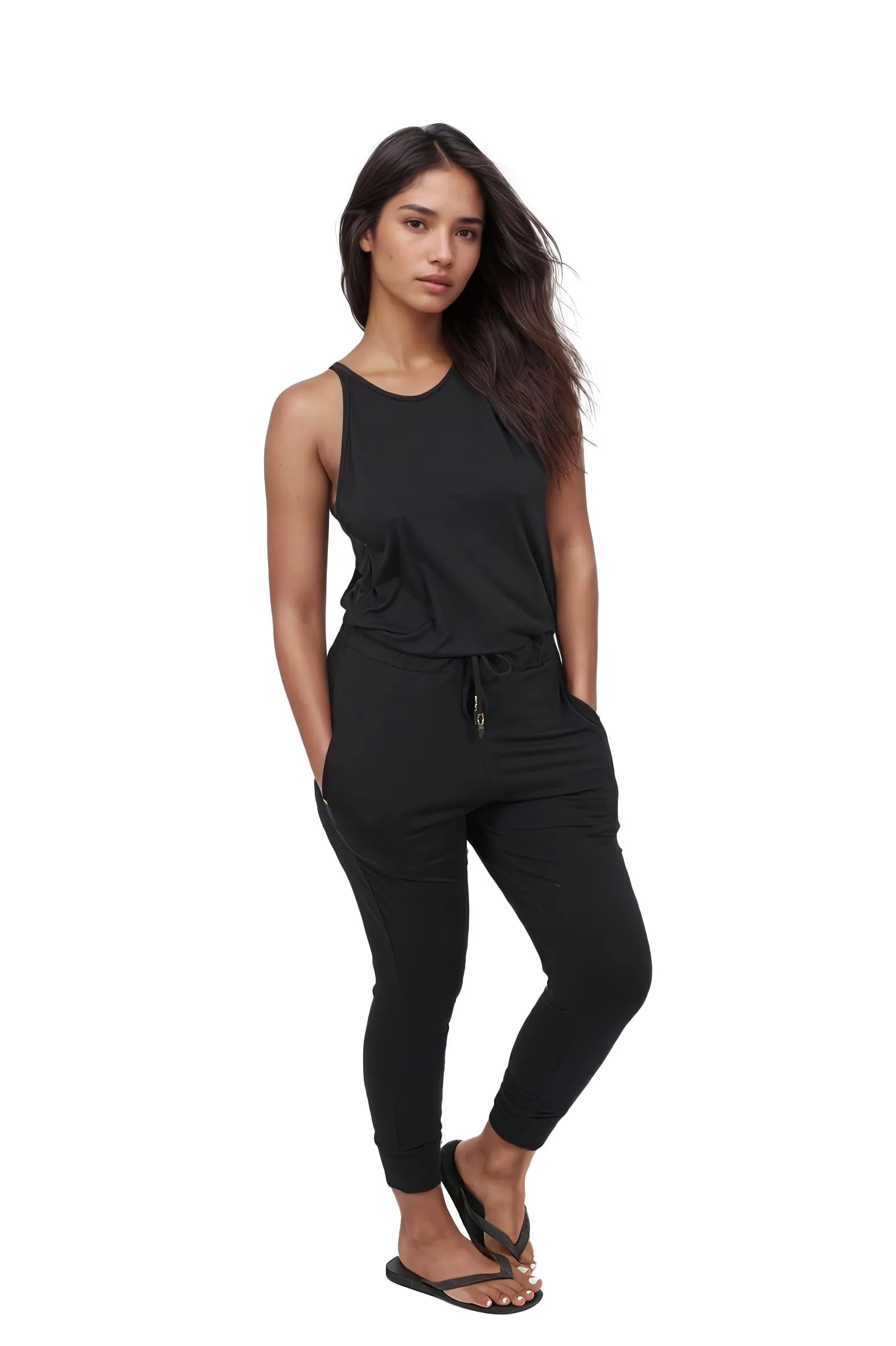 Athens Womens Black Casual Jumpsuit