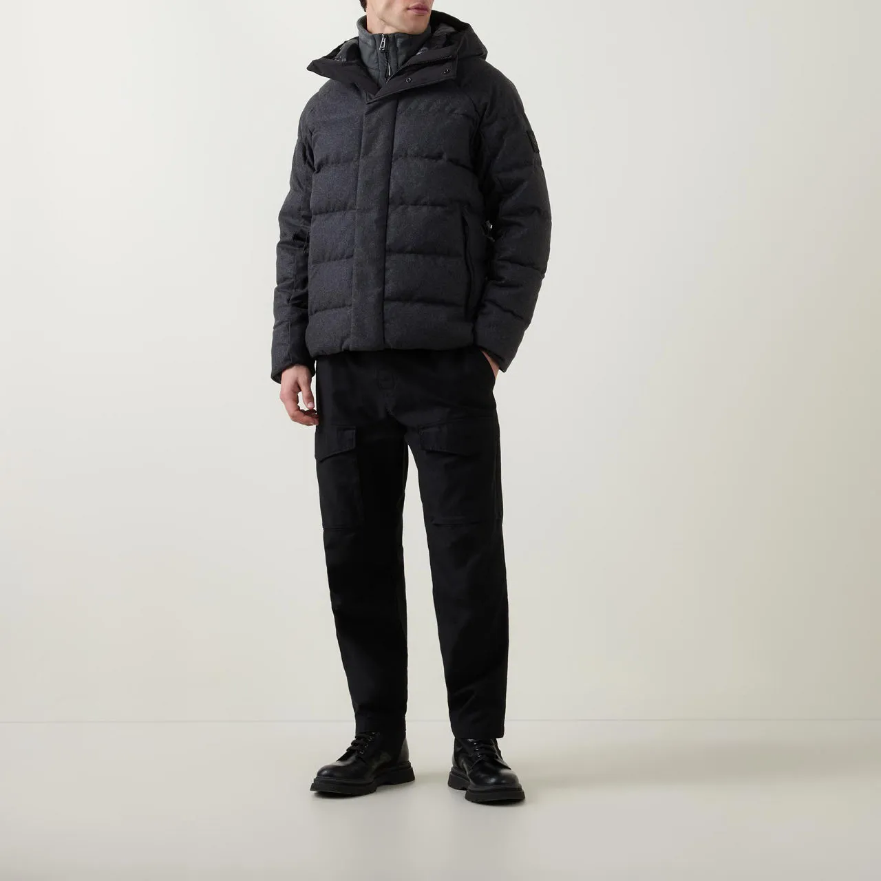 BELSTAFF Apex Tweed Puffer Jacket - Charcoal