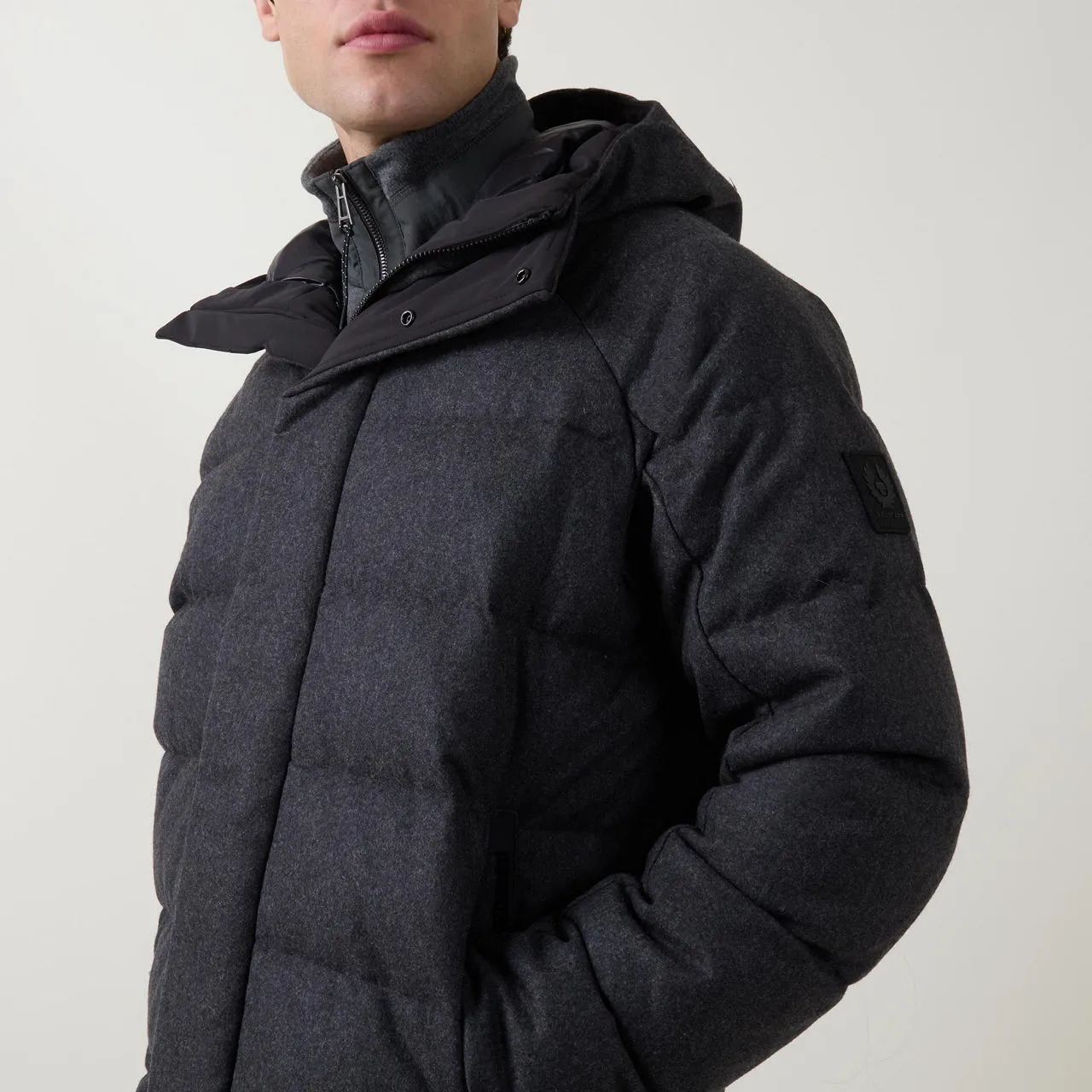 BELSTAFF Apex Tweed Puffer Jacket - Charcoal