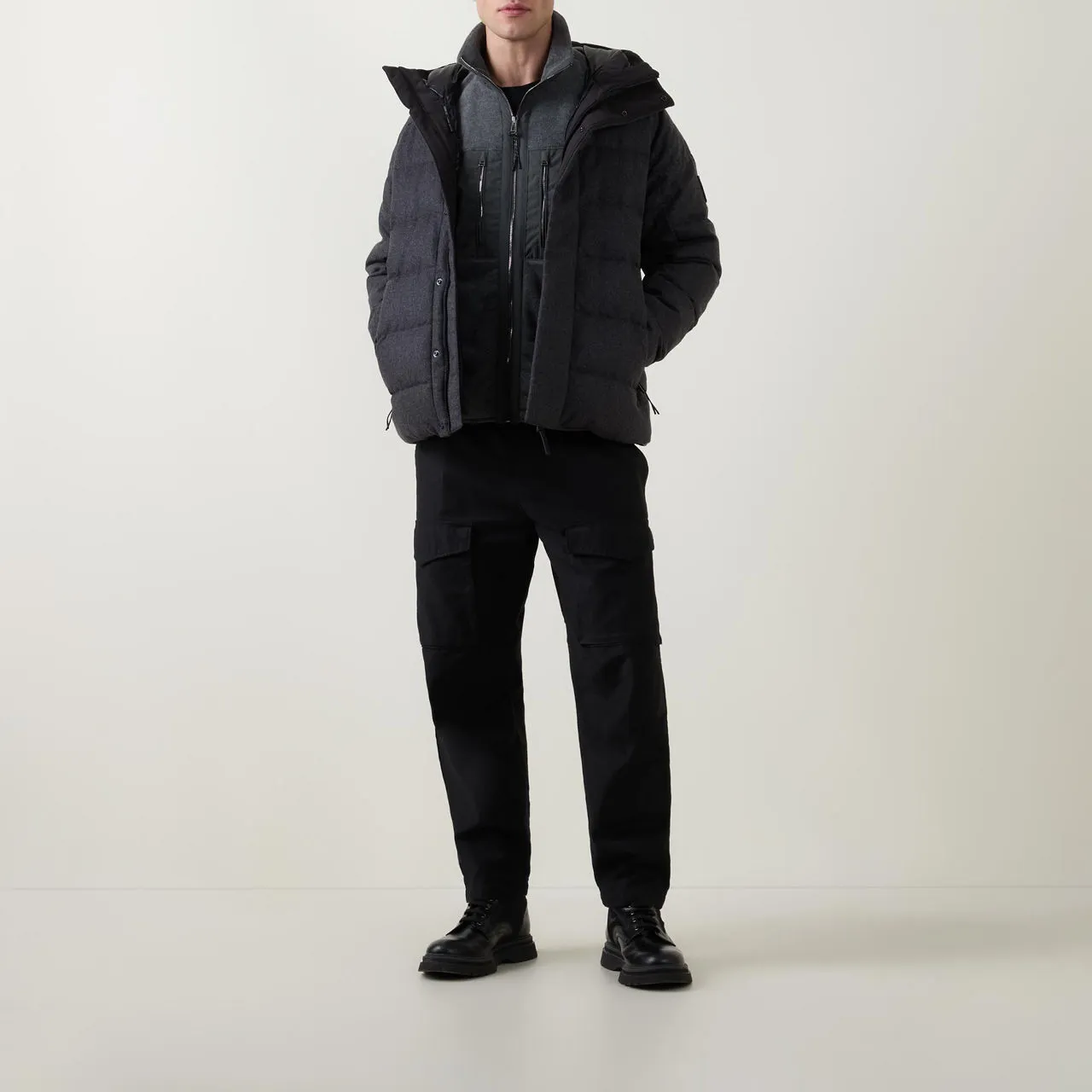 BELSTAFF Apex Tweed Puffer Jacket - Charcoal