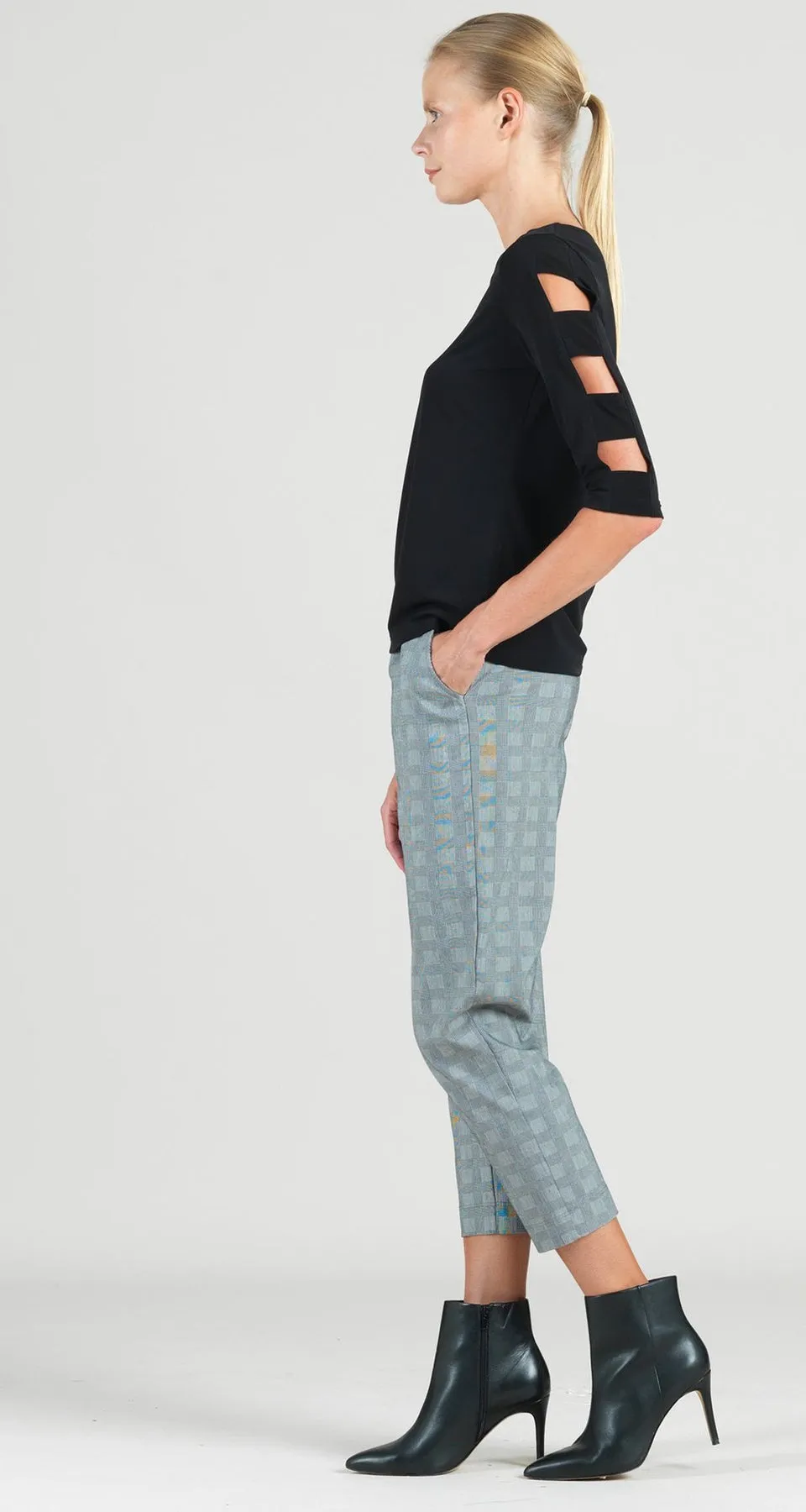 Black Ladder Sleeve Top With Square Cut Outs