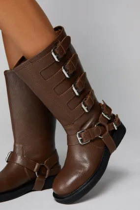 Boots | Real Leather Multi Buckle Biker Boots | NastyGal