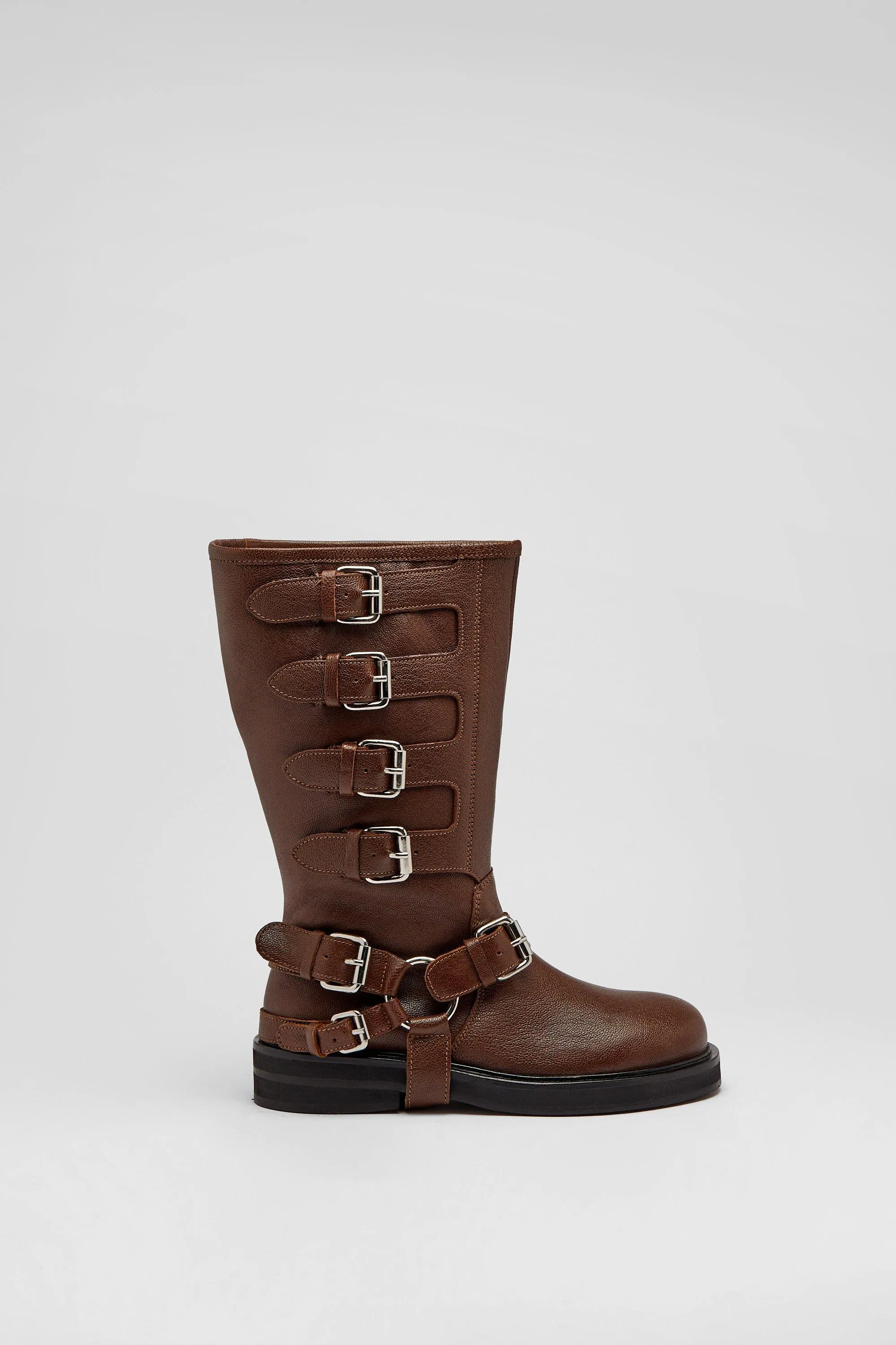 Boots | Real Leather Multi Buckle Biker Boots | NastyGal