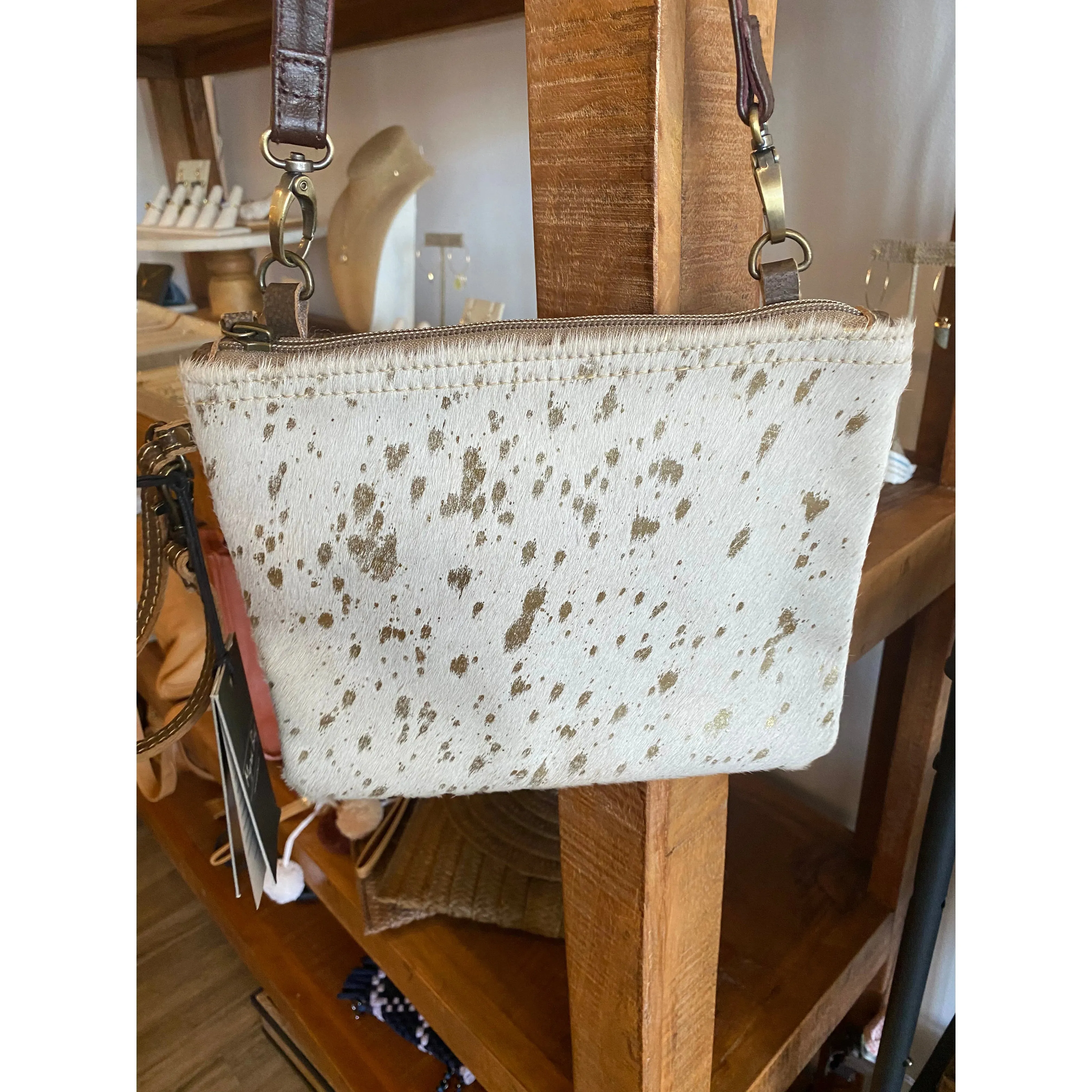 Brio Cream Gold Cowhide Crossbody-SALE