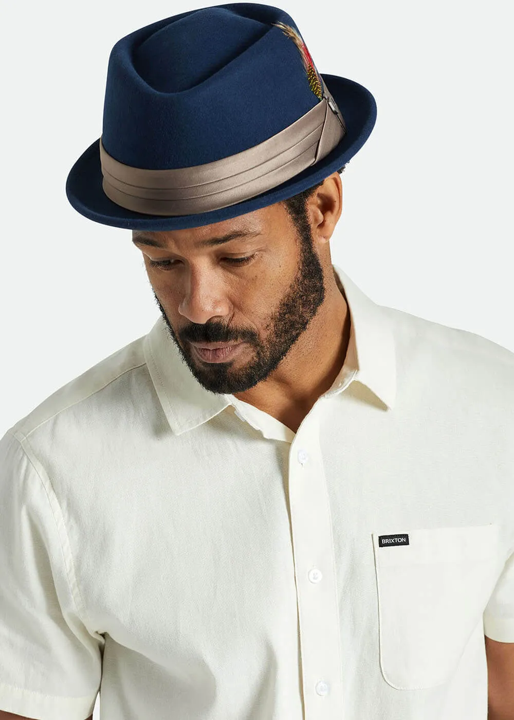 Brixton Stout Pork Pie Hat Navy Bronze