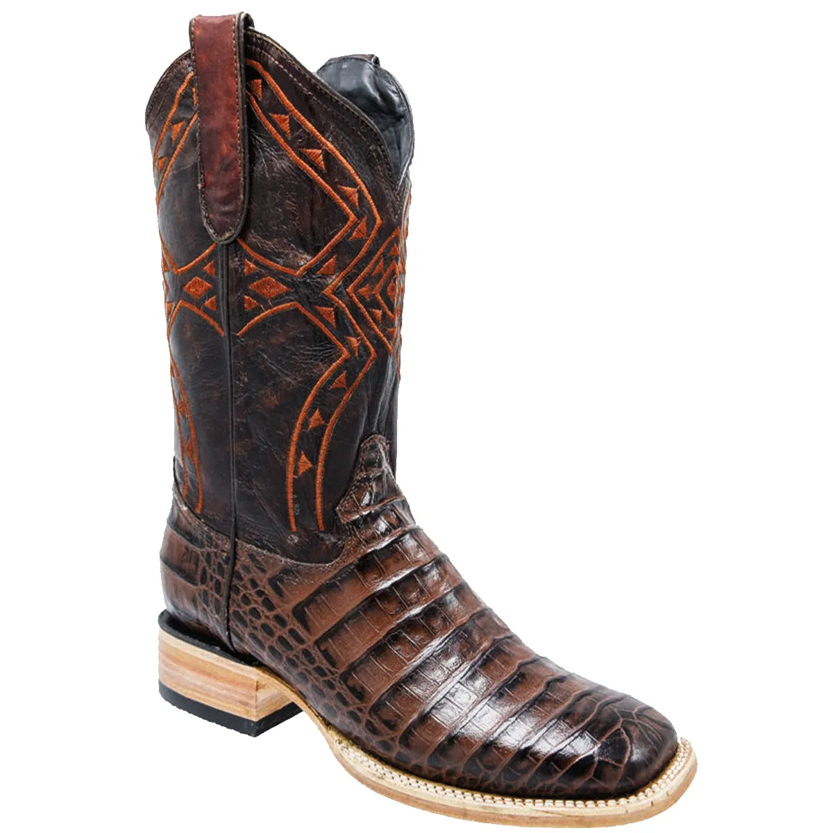 Brown Crocodile Print Boots