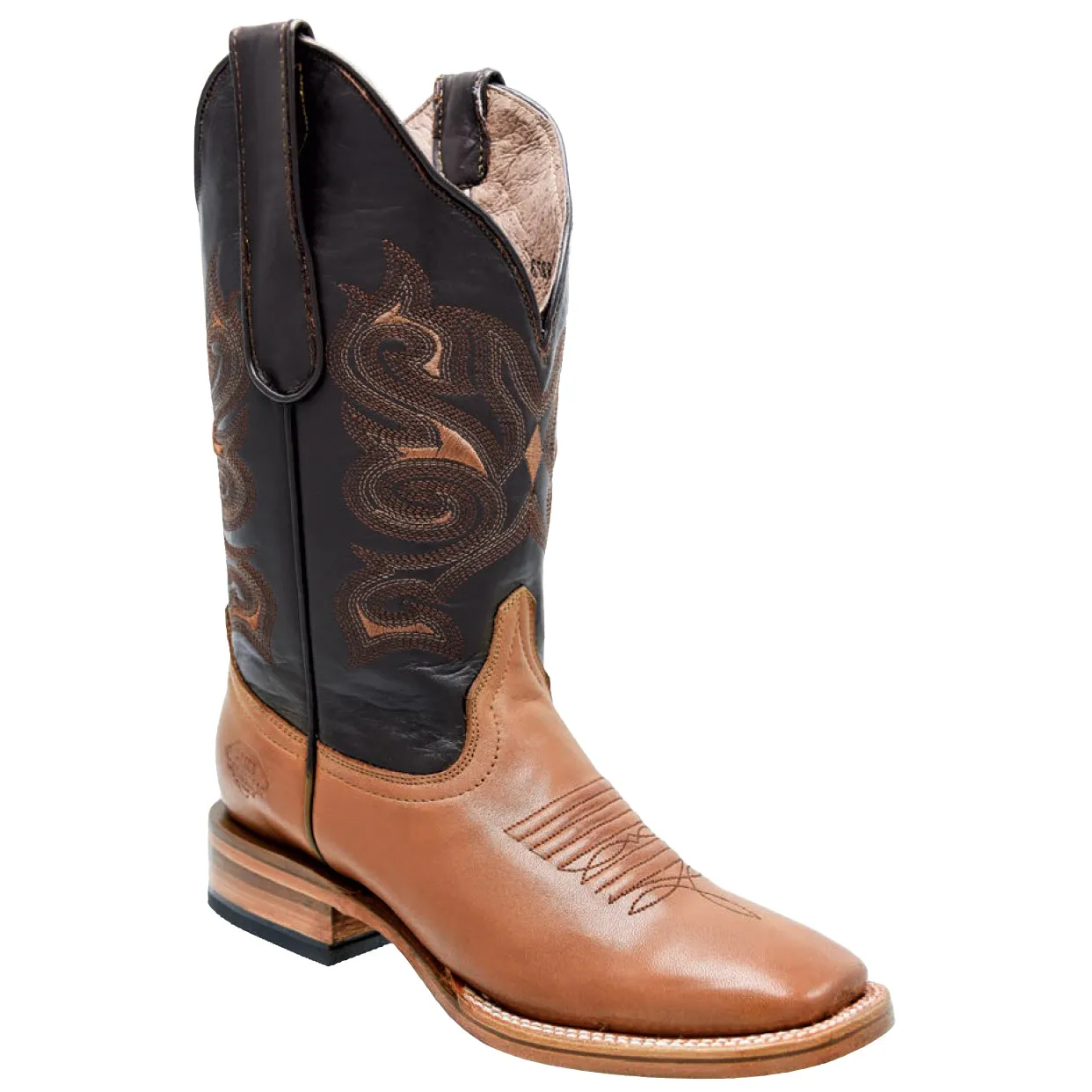 Brown Gold Square Cowgirl Toe Boots