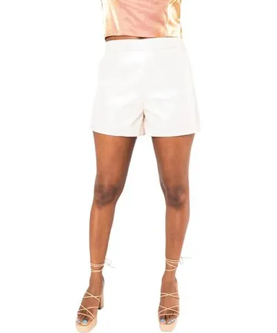 BuddyLove Vince Vegan Leather Shorts In Ecru