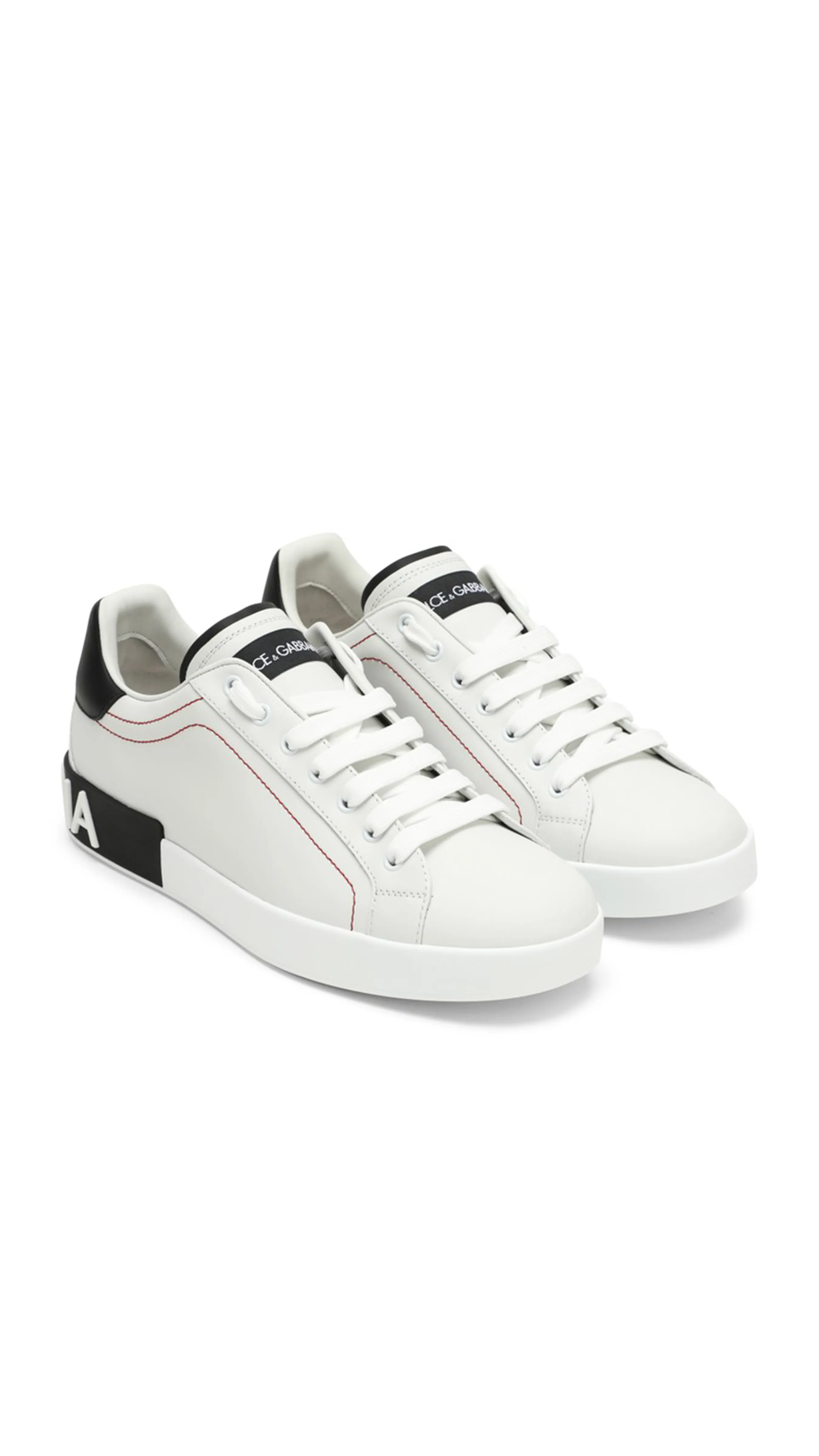 Calfskin Nappa Portofino Sneakers - White/Black/Red