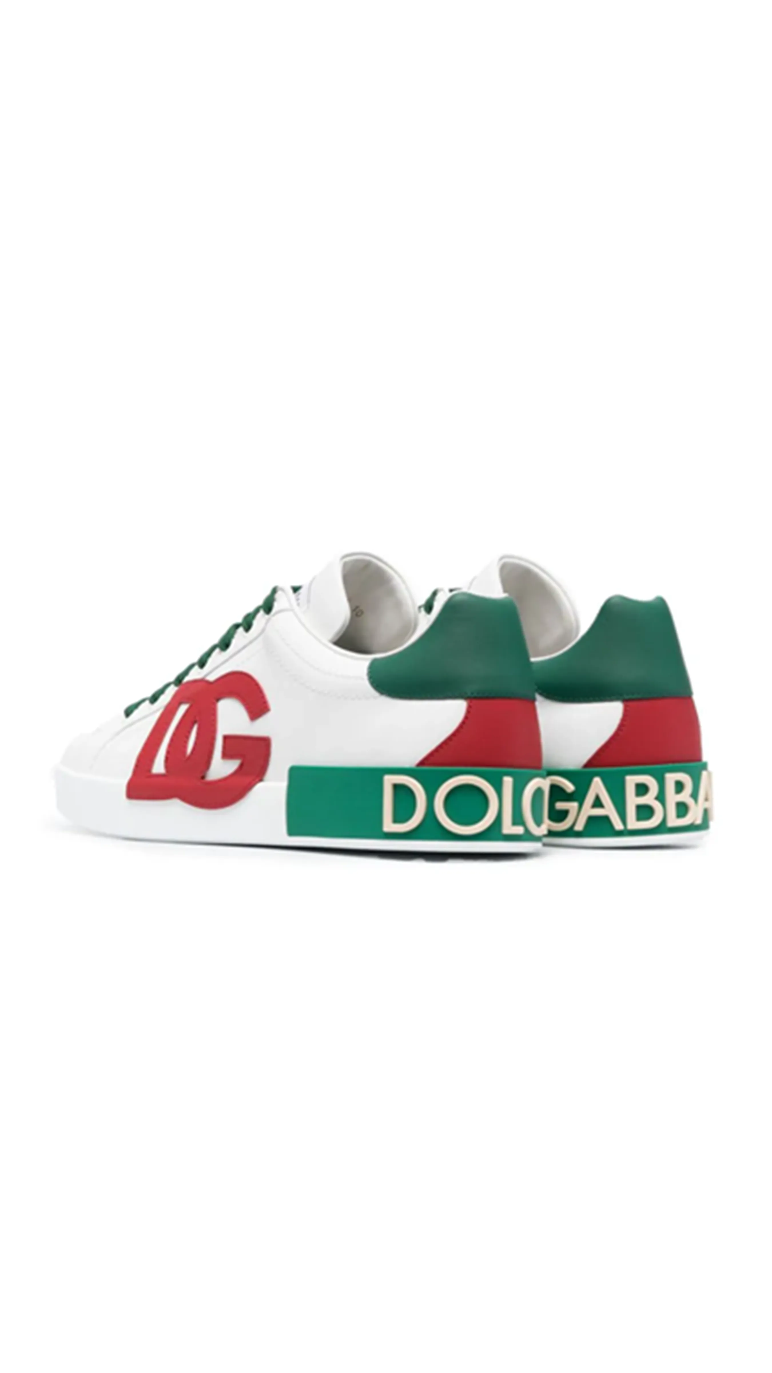 Calfskin Nappa Portofino Sneakers with DG Logo Print - White/Green/Red