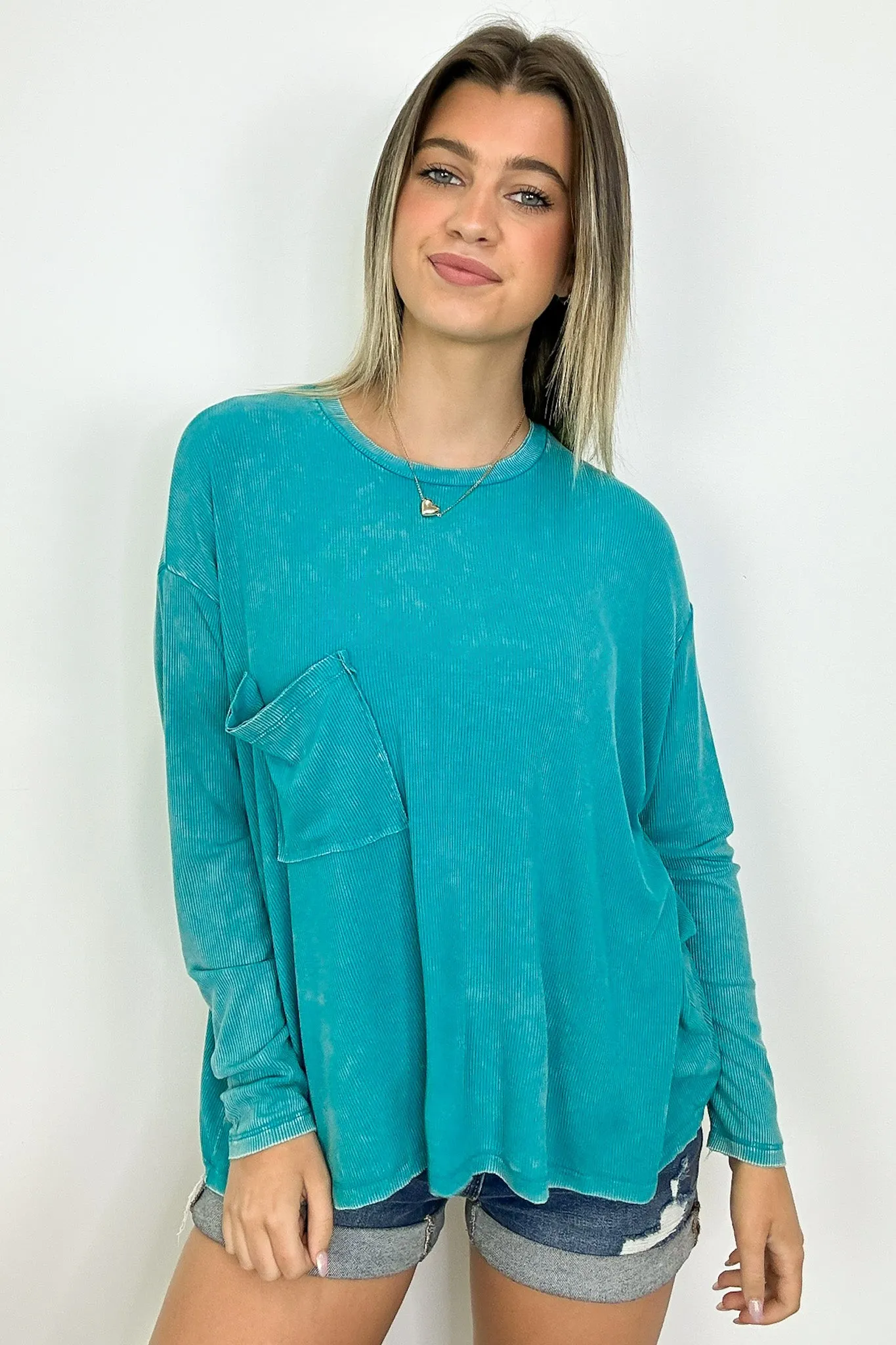 Caliana Washed Dolman Sleeve Pocket Top - BACK IN STOCK