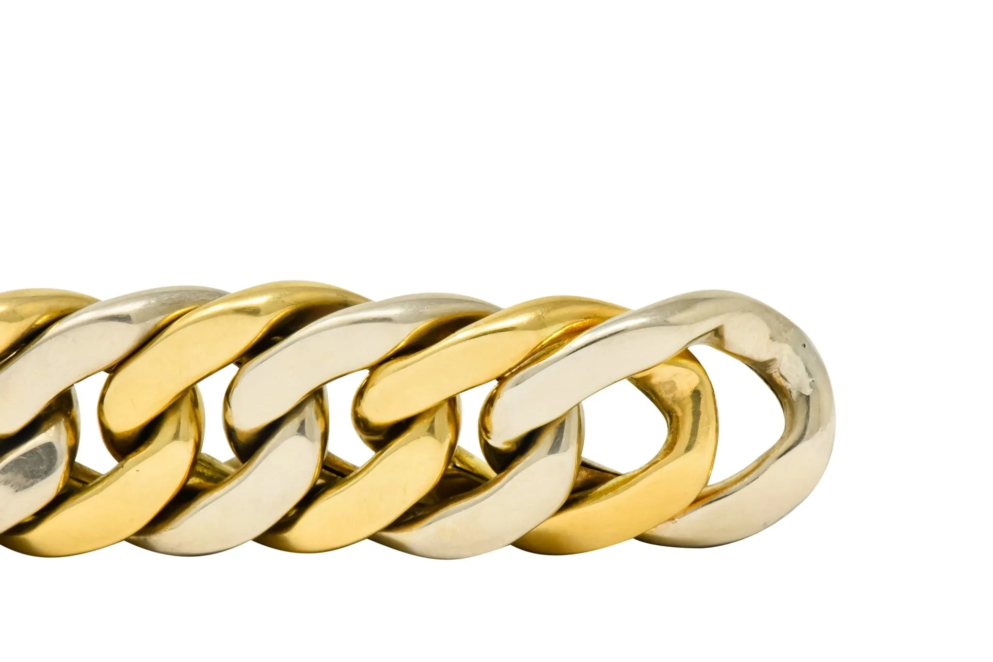 Carlo Weingrill Italian 18 Karat Two-Tone Gold Curb Link Unisex Bracelet