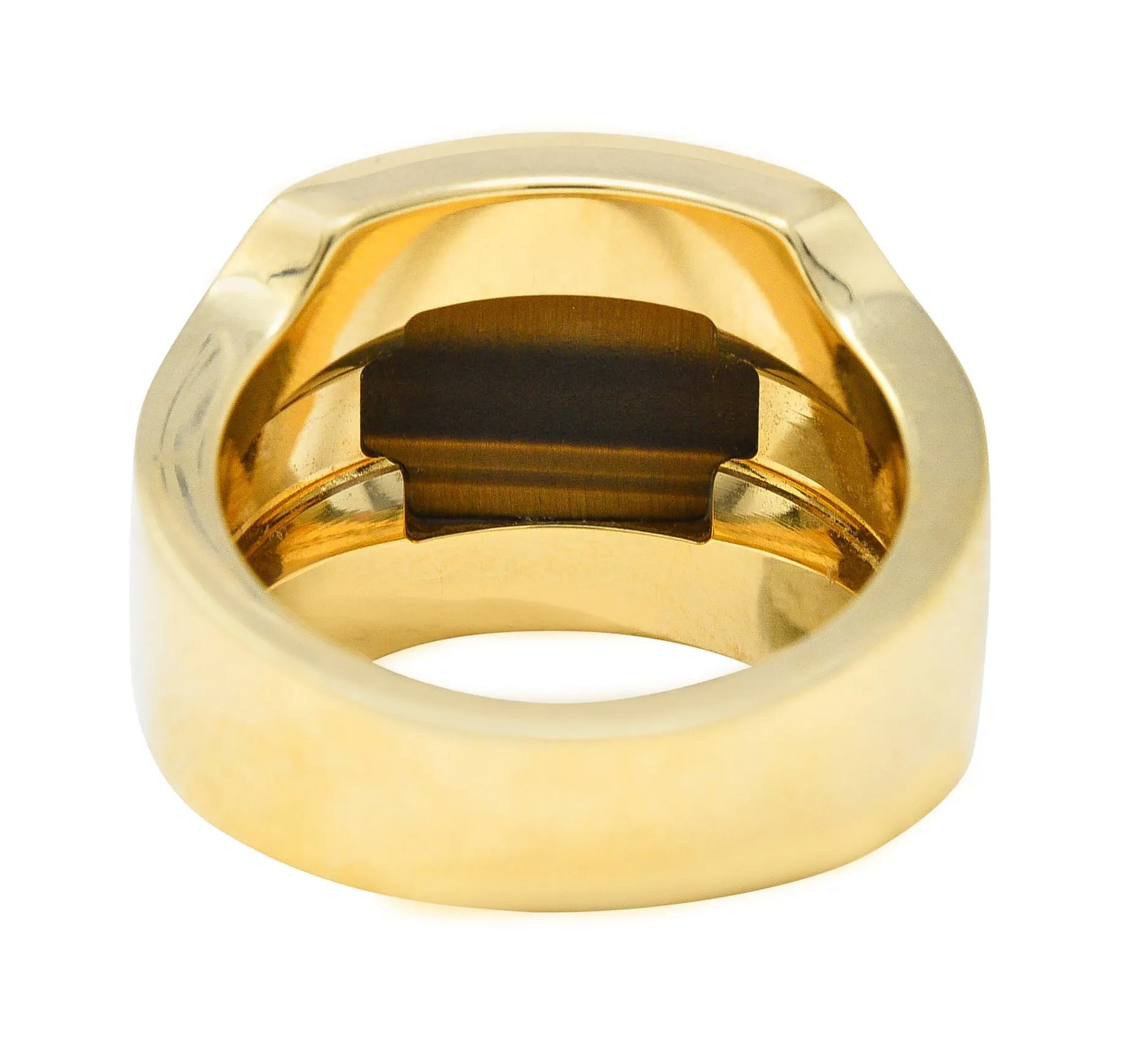 Cartier Tiger's Eye 18 Karat Gold Men's Cushion Santos Dumont Ring