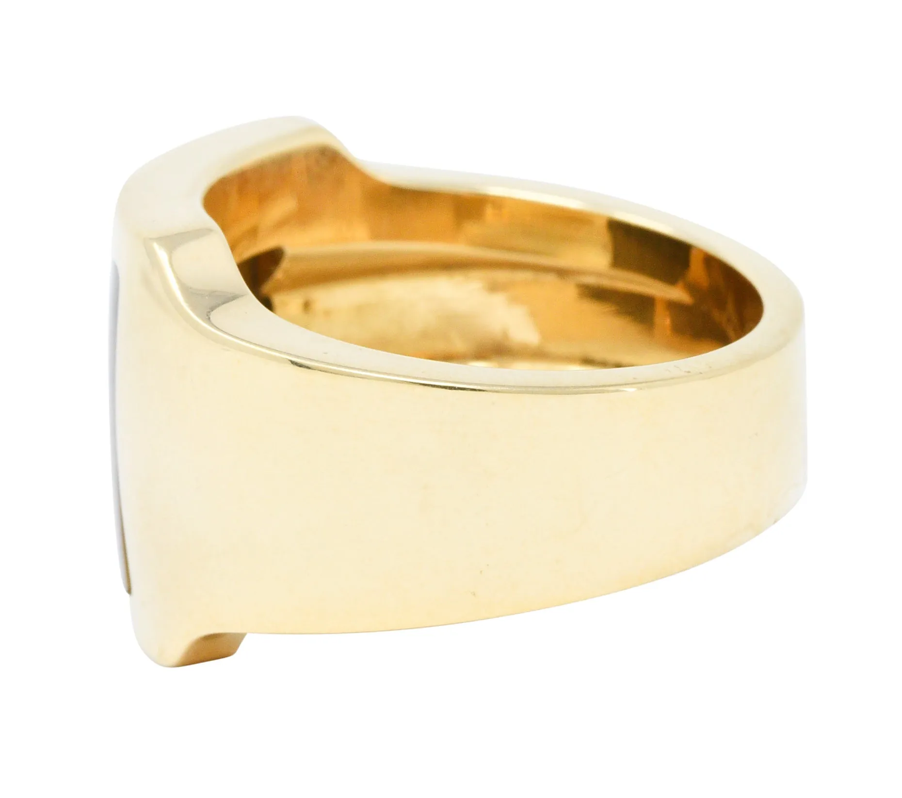 Cartier Tiger's Eye 18 Karat Gold Men's Cushion Santos Dumont Ring