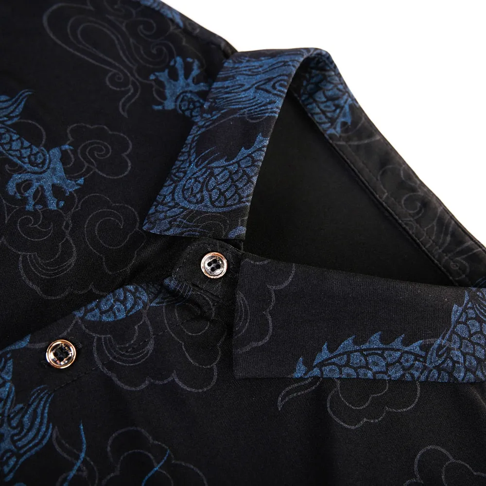 Casual Korean Fashion Luxury Animal Pattern Long Sleeve Shirt for Men