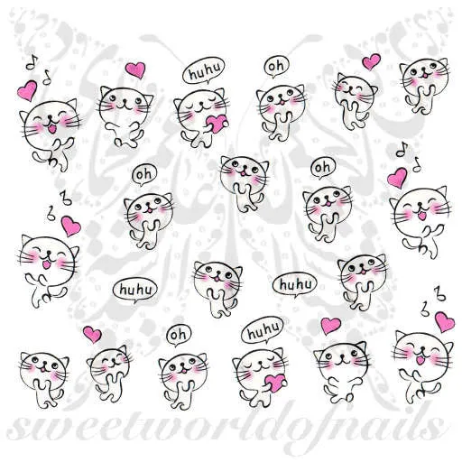 Cat Nail Art Cute Cat Nail Water Decals Water Slides