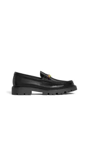 Celine Margaret Triomphe Loafer In Polished Bullskin - Black