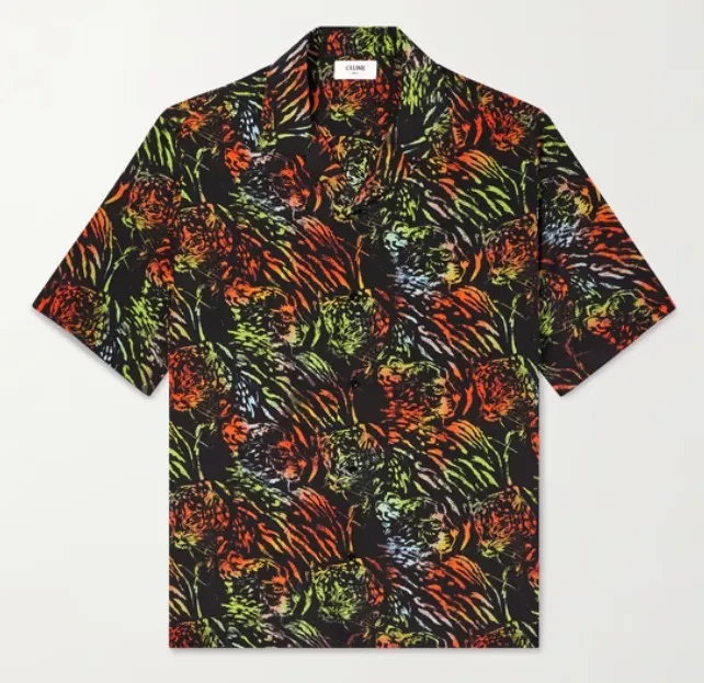 CELINE  |Unisex Silk Street Style Other Animal Patterns Short Sleeves