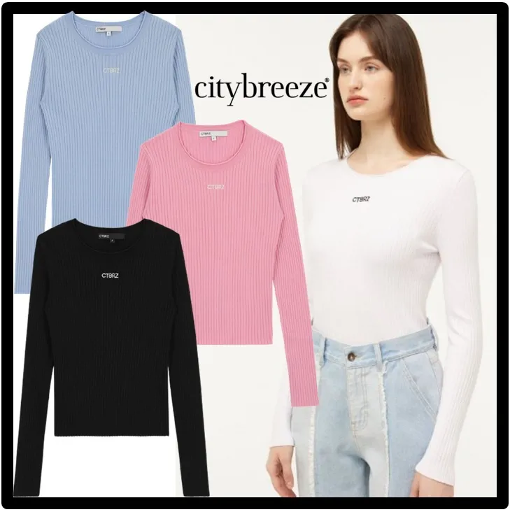 citybreeze  |Casual Style Street Style Logo V-neck & Crew neck