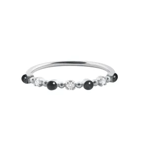 Classic Gigi 3 Diamond Black Ring, White Gold, Size 6.25