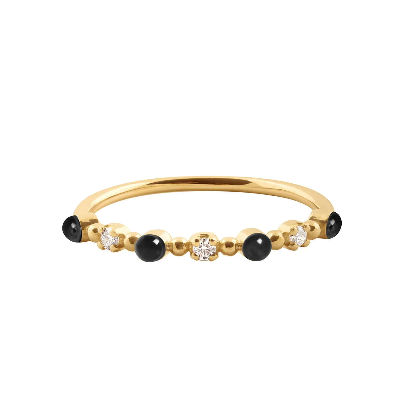 Classic Gigi 3 Diamond Black Ring, Yellow Gold, Size 4.75