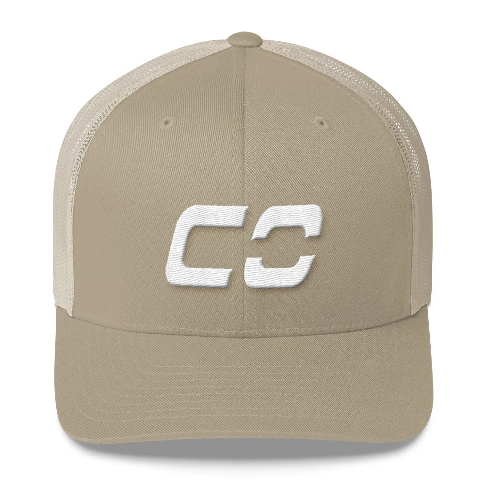 Colorado - Mesh Back Trucker Cap - White Embroidery - CO - Many Hat Color Options Available