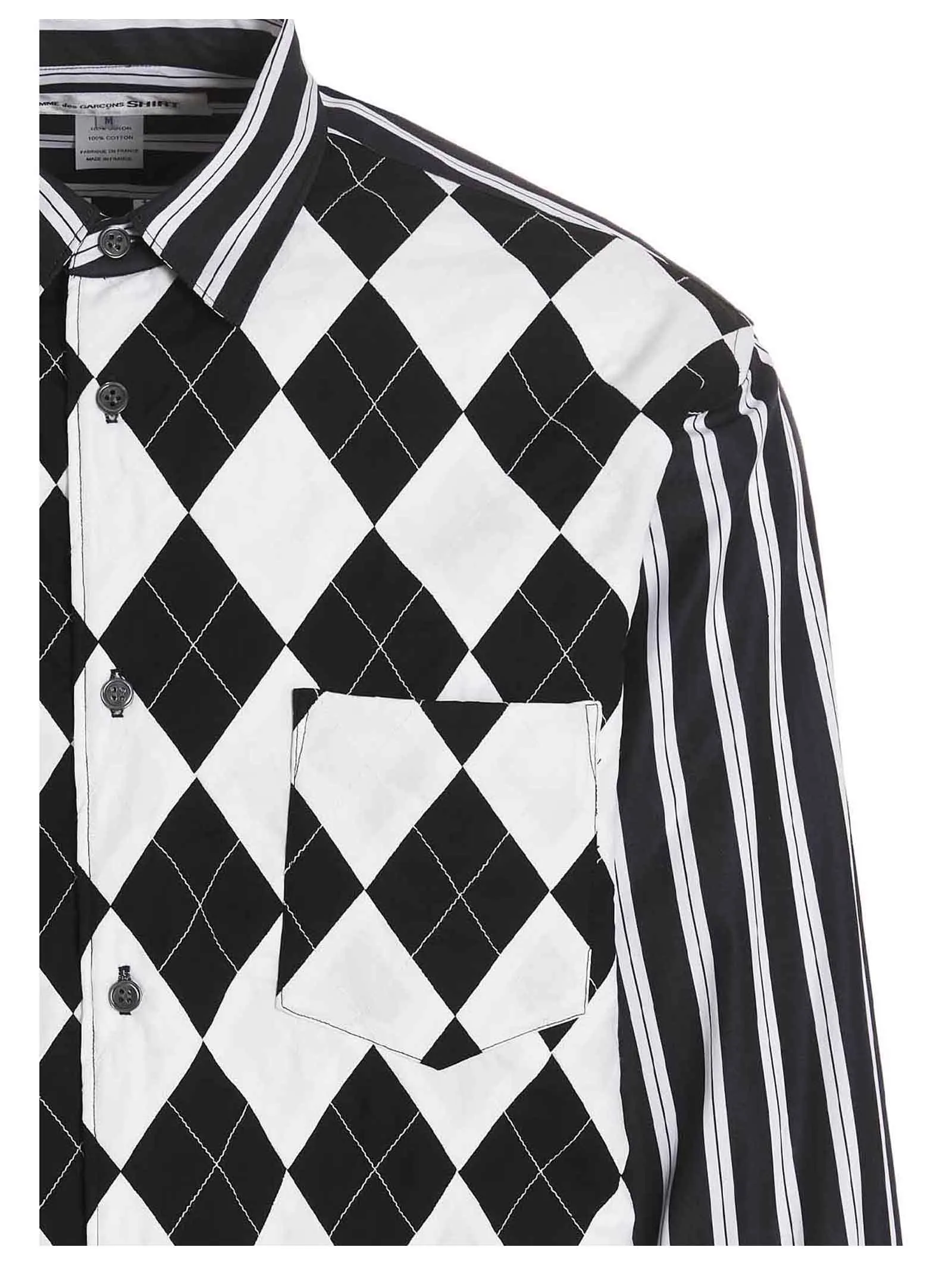 Comme des Garons Shirt Graphic Printed Panelled Shirt