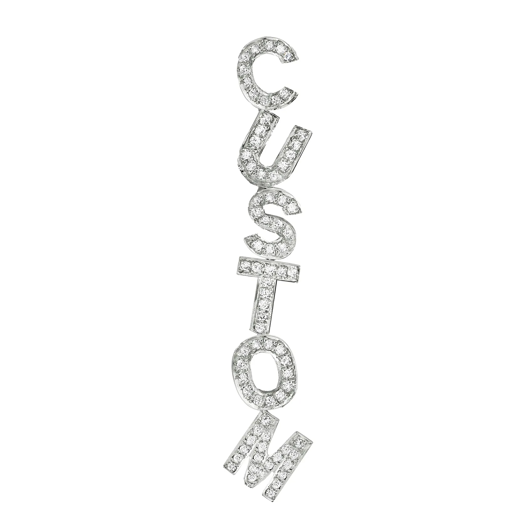 Custom Lettering Earring - White Diamond / 14k White Gold