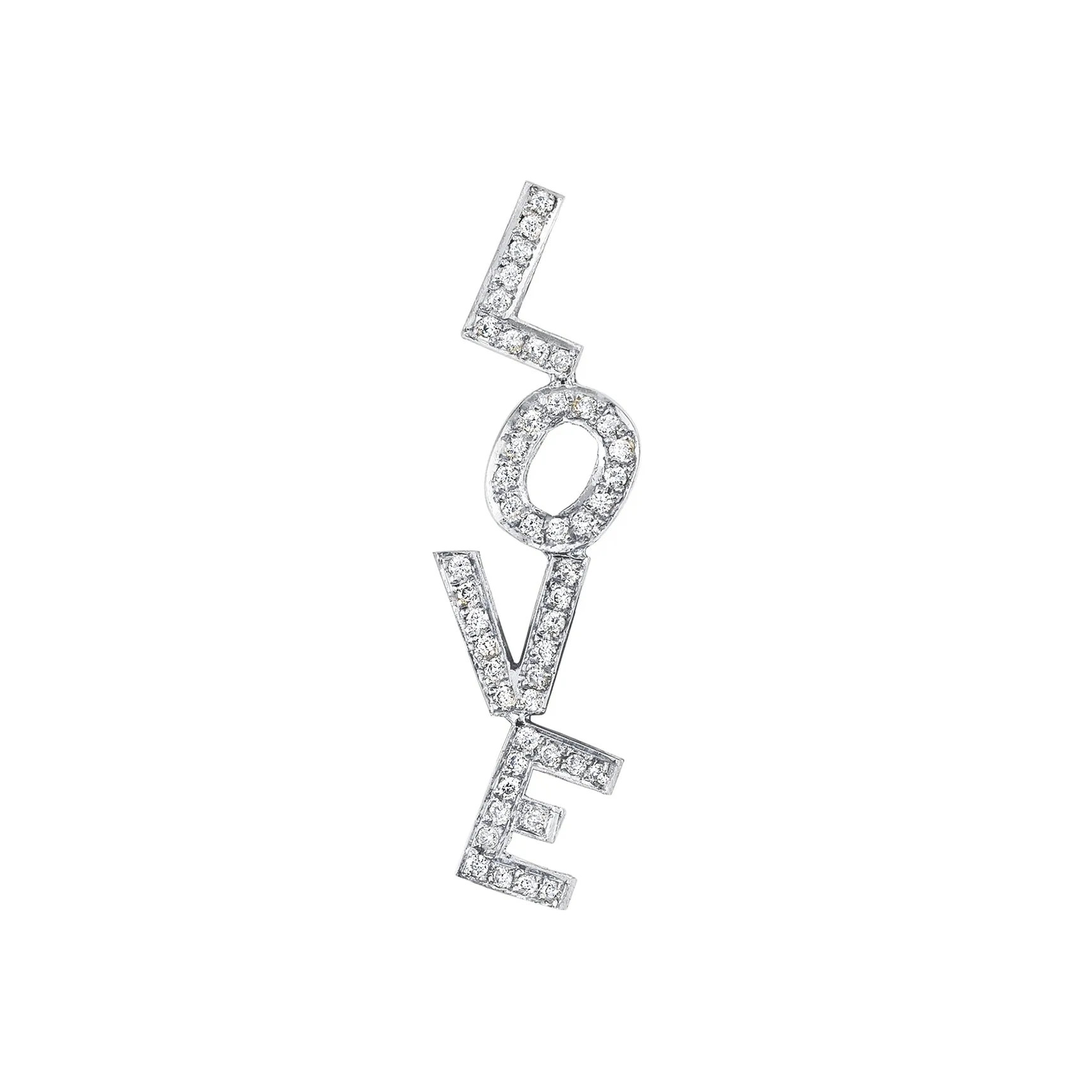 Custom Lettering Earring - White Diamond / 14k White Gold