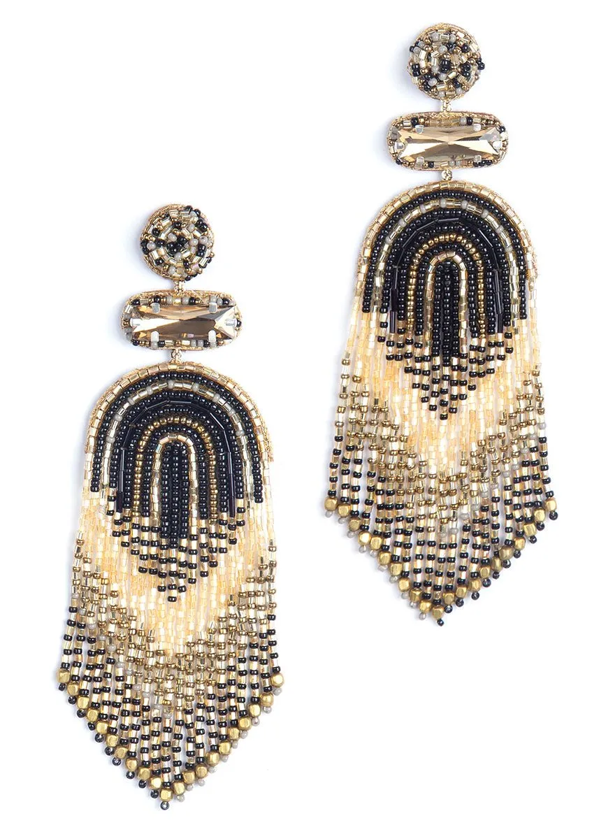 Deepa Gurnani Ishani Earrings in Black Multi