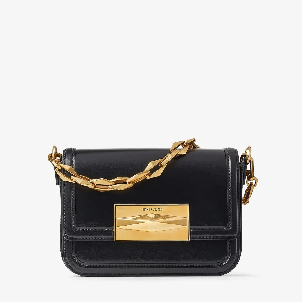 Diamond Crossbody Black Box Calf Leather Crossbody Bag