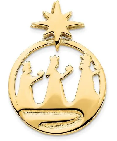 Diamond2Deal 14k Yellow Gold Polished Three Wise Men North Star Chain Slide Pendant